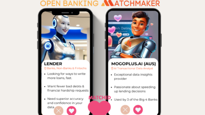 Why Open Banking Participant Needs The Love Of A Data Insights Provider. Matching dating app for data insights displayed by AI robots.